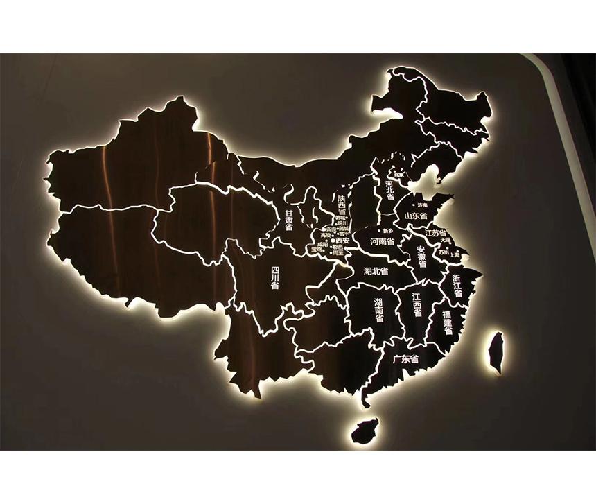 不锈钢发光字中国地图